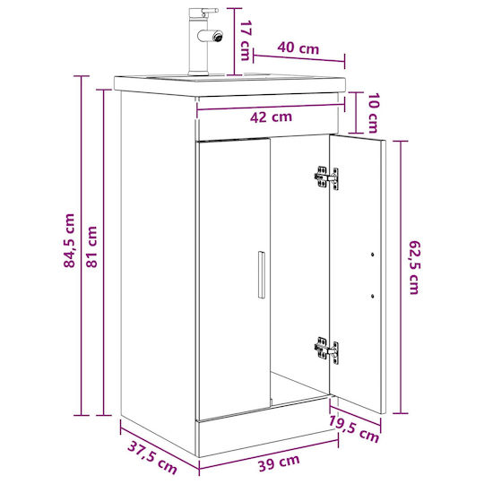 vidaXL Πάγκος χωρίς Νιπτήρα με Καθρέπτη Μ42xΒ40xΥ84.5cm Καφέ