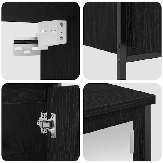 vidaXL Badezimmer Waschtisch-Einheit Ohne Waschbecken Mit Spiegel M60xB34.5xH60cm Schwarze Eiche