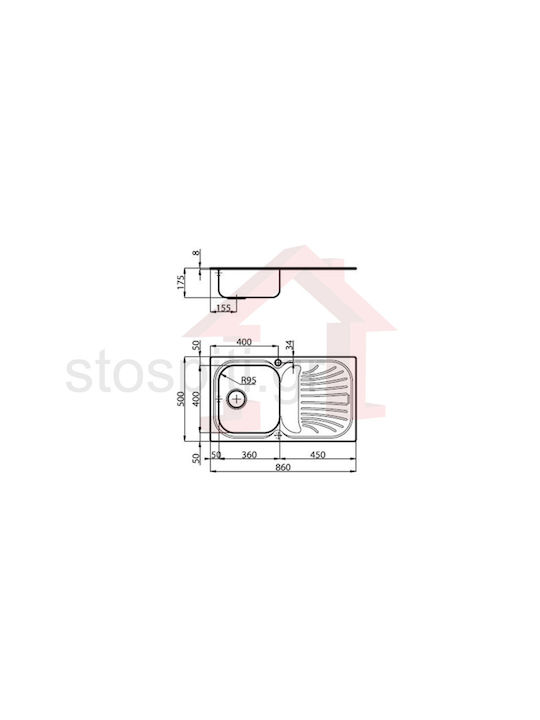 Foster Drop-In Кухненски Мивка Inox Д86xШ50cm