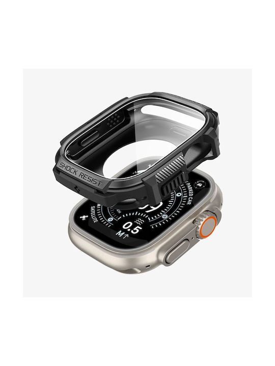 Spigen Spigen Rugged Armor & Tempered Glass Apple Watch Ultra 1 2 3 49 Mm Matte Black