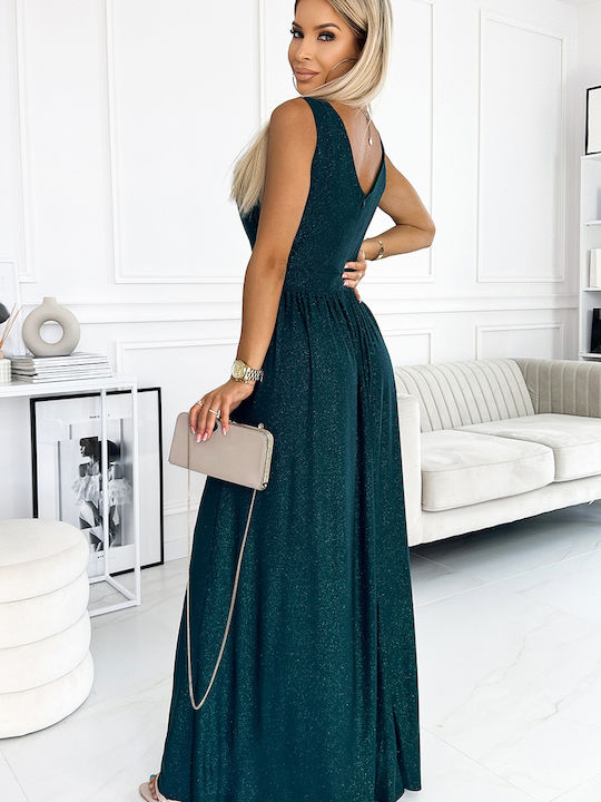 Καλοκαιρινό Maxi Βραδινό Φόρεμα με Σκίσιμο Green