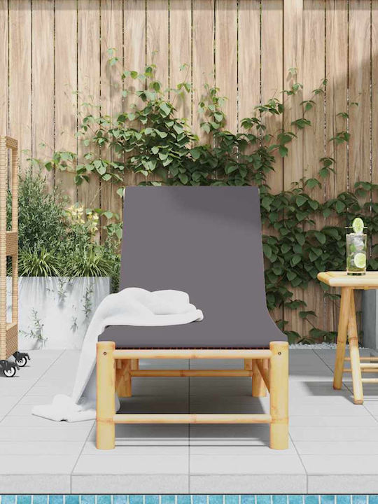 Bambus Garten- und Pool-Liegestuhl mit Grauem Kissen 199x55x30cm