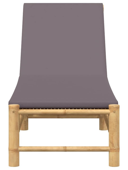 Bambus Garten- und Pool-Liegestuhl mit Grauem Kissen 199x55x30cm