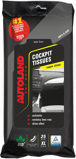 Autoland Cleaning and Polishing Wipes for Car Dashboard 25pcs