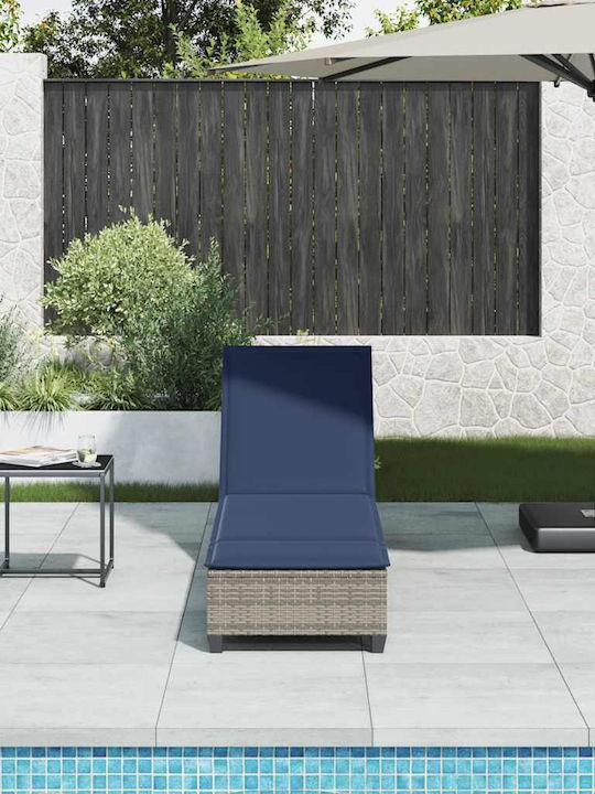 Garten- und Pool-Liegestuhl Rattan mit Kissen Grau 200x55x25,5cm