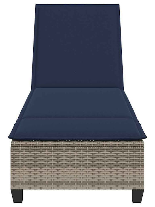 Garten- und Pool-Liegestuhl Rattan mit Kissen Grau 200x55x25,5cm