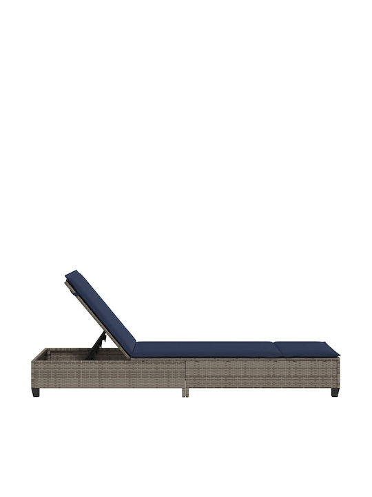 Garten- und Pool-Liegestuhl Rattan mit Kissen Grau 200x55x25,5cm