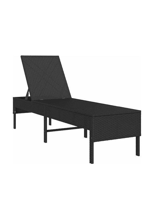 Șezlong Rattan Cu Pernă Negru 200x55x44cm
