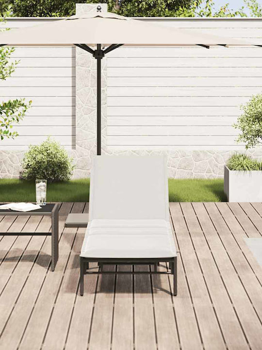 Șezlong Rattan Cu Pernă Negru 200x59x25cm