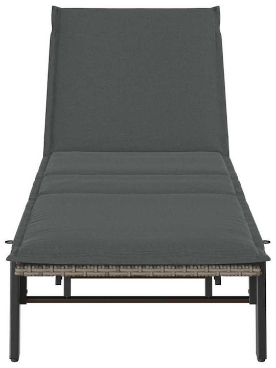 Șezlong Rattan Cu Pernă Gri 200x59x25cm
