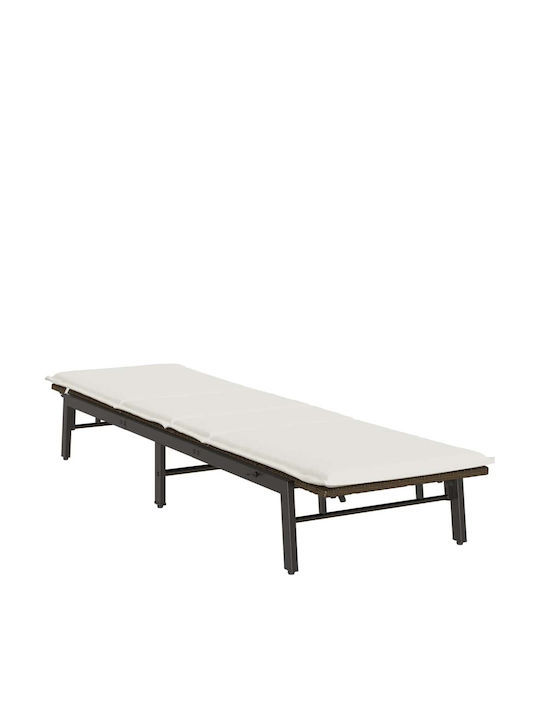 Ξαπλώστρα Rattan με Μαξιλάρι Καφέ 200x59x25εκ.