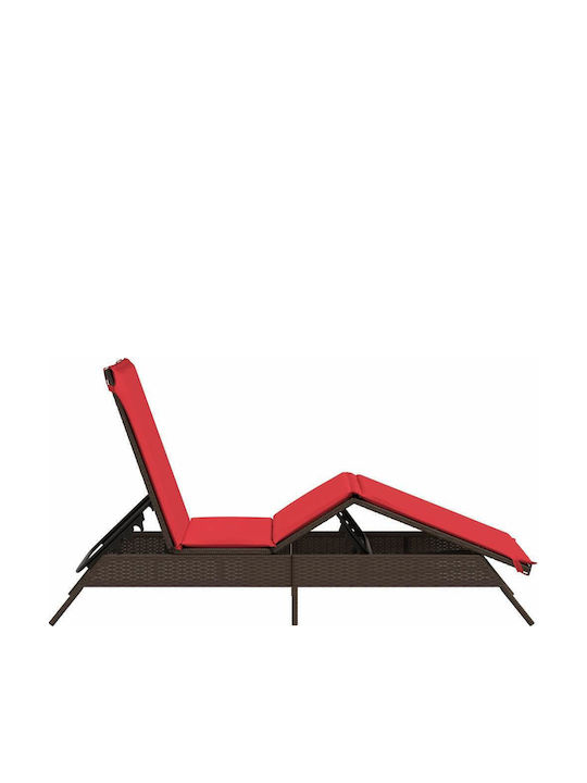 Garten- und Pool-Liegestuhl Rattan mit Kissen Braune 200x59x26cm