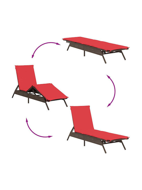 Garten- und Pool-Liegestuhl Rattan mit Kissen Braune 200x59x26cm
