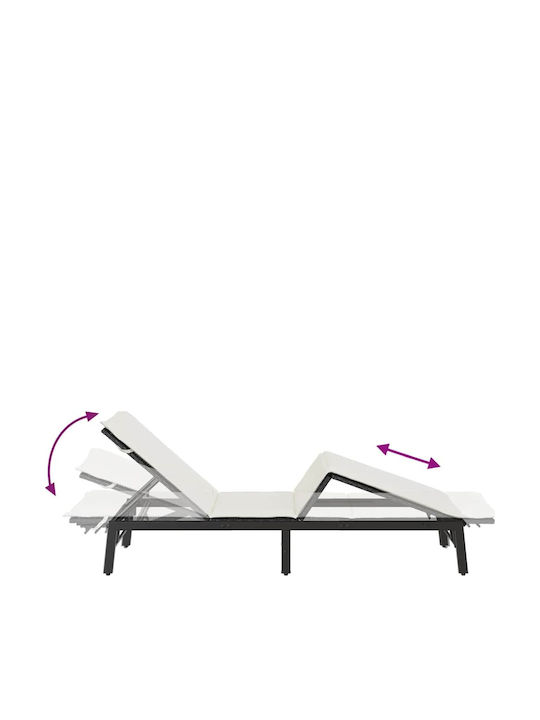 Șezlong Rattan Cu Pernă Negru 200x59x25cm