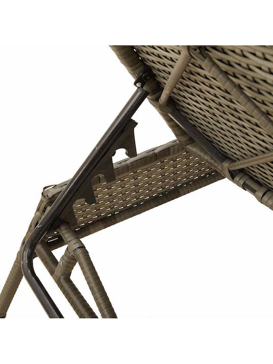 Garten- und Pool-Liegestuhl Rattan mit Kissen Grau 200x59x26cm