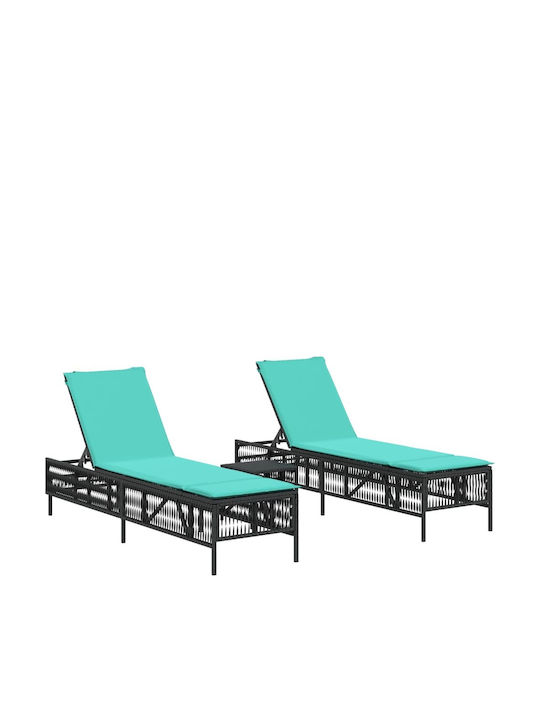 Ξαπλώστρα Rattan με Μαξιλάρι 2τμχ 198x55x39εκ.
