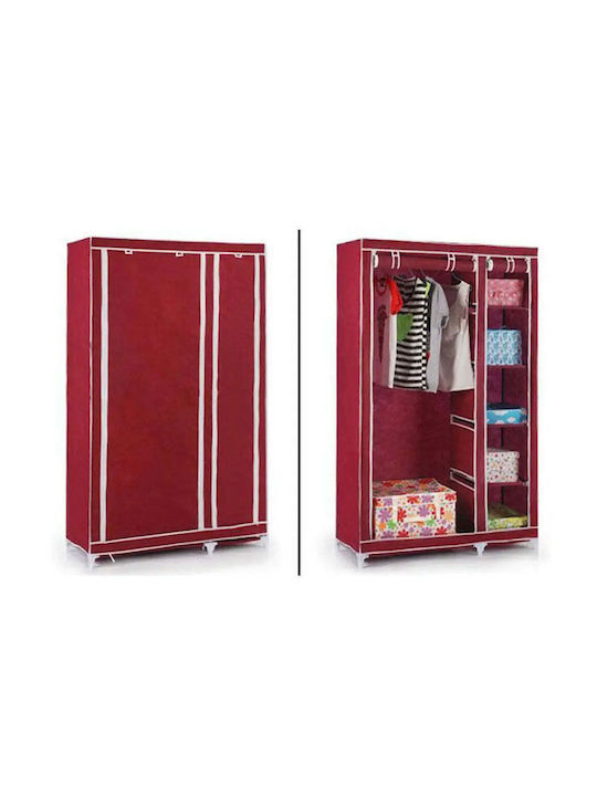 Intradedepo Платнен Гардероб с Цип и Рафтове в Червен Цвят 110x45x175cm Intradedepo Платнен Гардероб с Цип и Рафтове в Червен Цвят 110x45x175cm