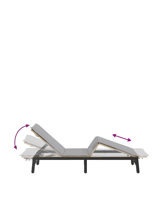 Garten- Und Pool-Liegestuhl Rattan Mit Beigen Kissen 200x59x25cm