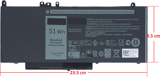 Laptop Battery Dell Latitude E5450 E5550 4-cell 8v5gx Wyjc2 F5ww5 K9gvn R9xm9 Ym3tc 7fr5j G5m10 0g5m10 7.4v 51wh 6460mah Code 1-bat0343