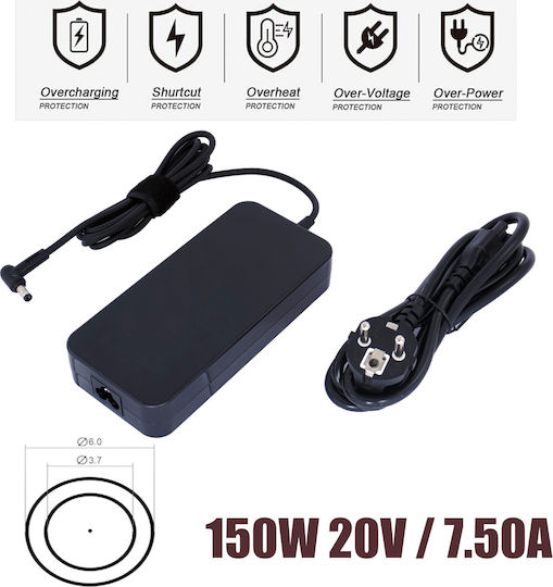 Asus Laptop Charger 150W 20V 7.5A for Asus with Detachable Power Cord