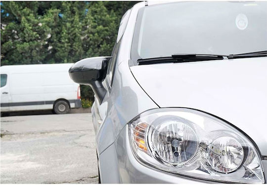 Set 2 Capace Oglindă Stil Batman Fiat 500 Punto Linea Punto Evo Culoare Negru Pian Negru Lucios Instalare Ușoară Rezistent la UV Material Premium