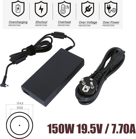 Slim Smart Φορτιστής Laptop 150W 19.5V 7.7A για HP