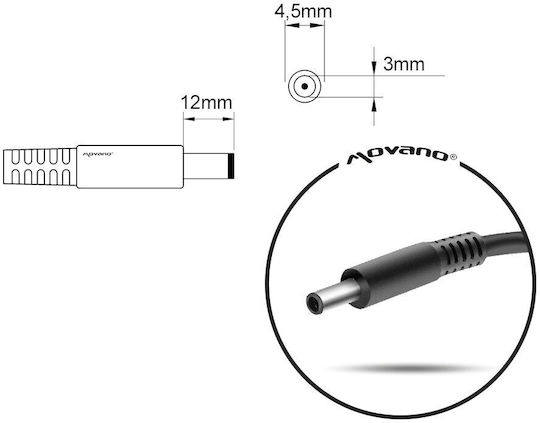 Mitsu Notebook 4.5x3.0 Pin Φορτιστής Laptop 90W 19.5V 4.62A για Dell με Αποσπώμενο Καλώδιο Τροφοδοσίας