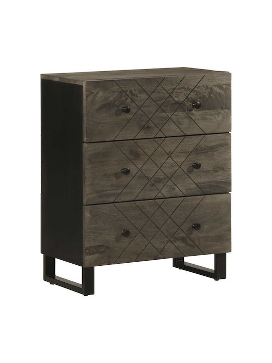 Bufet din Lemn Masiv și Metal Negri 60x33x75cm