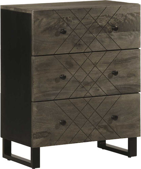 Sideboard aus Massivholz & Metall Schwarze 60x33x75cm