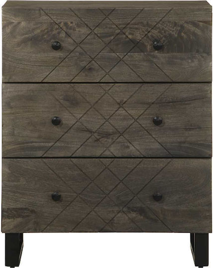 Sideboard aus Massivholz & Metall Schwarze 60x33x75cm