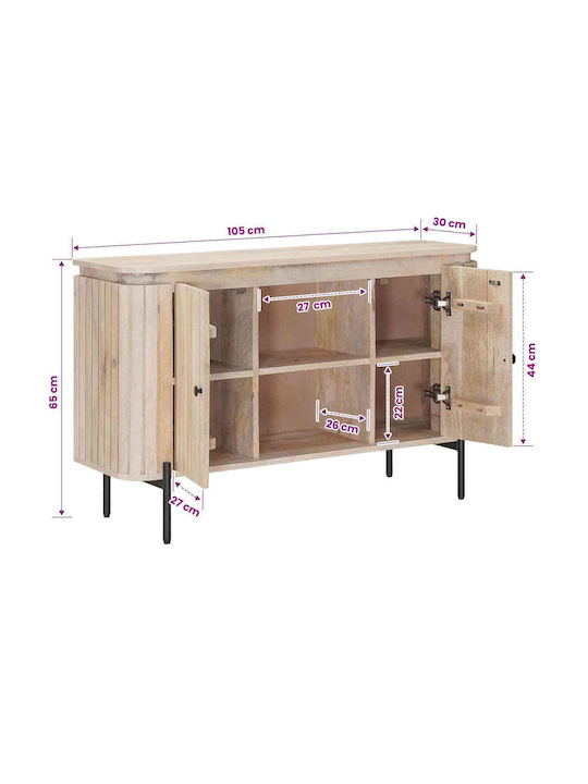 Wooden Sideboard Beige 105x30x65cm
