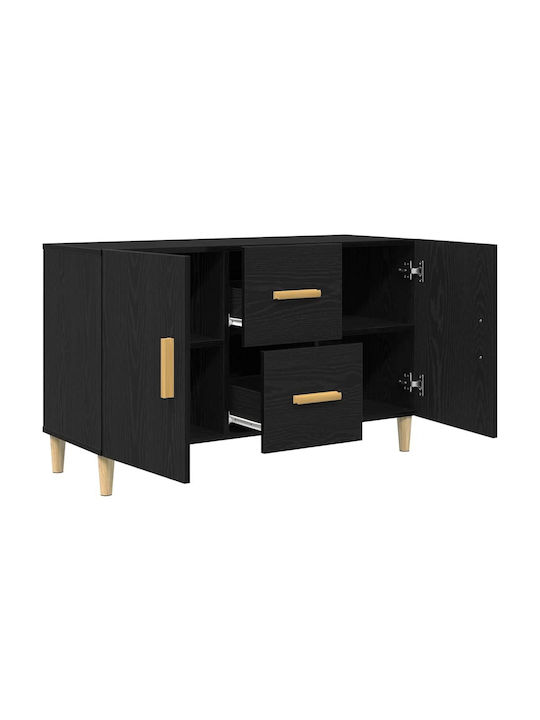 Wooden Sideboard with Drawers Black Oak 100x36x60cm