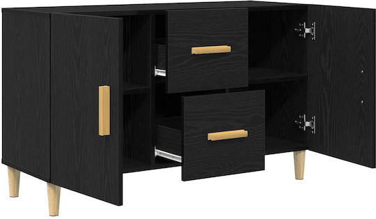 Bufet Din Lemn cu Sertare Stejar Negru 100x36x60cm