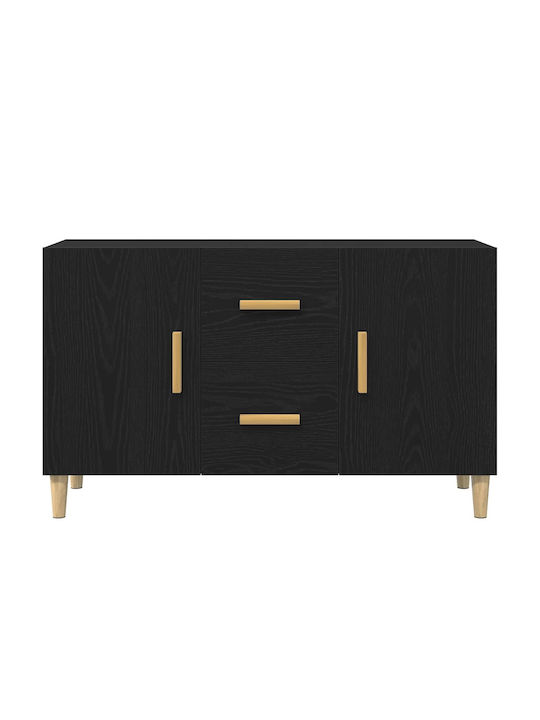 Wooden Sideboard with Drawers Black Oak 100x36x60cm