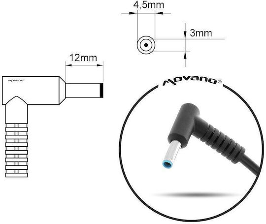 Mitsu Laptop Charger 65W 19.5V 3.33A for HP with Detachable Power Cable
