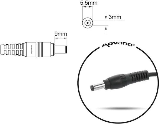Mitsu Φορτιστής Laptop 60W 19V 3.16A για Samsung με Αποσπώμενο Καλώδιο Τροφοδοσίας