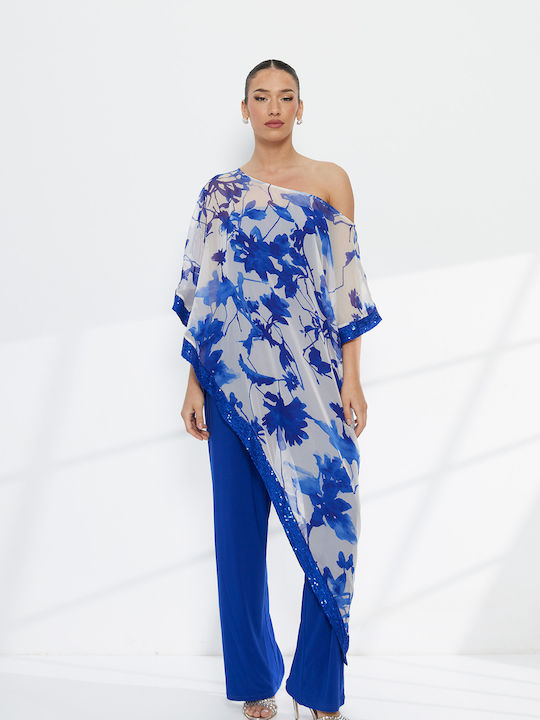 Women's Blue Set with Loose Fit Trousers