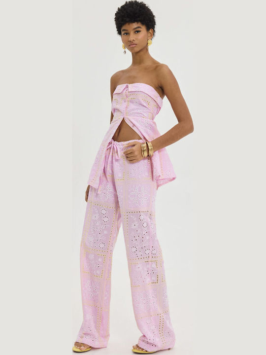 Women's Fabric Trousers Pink