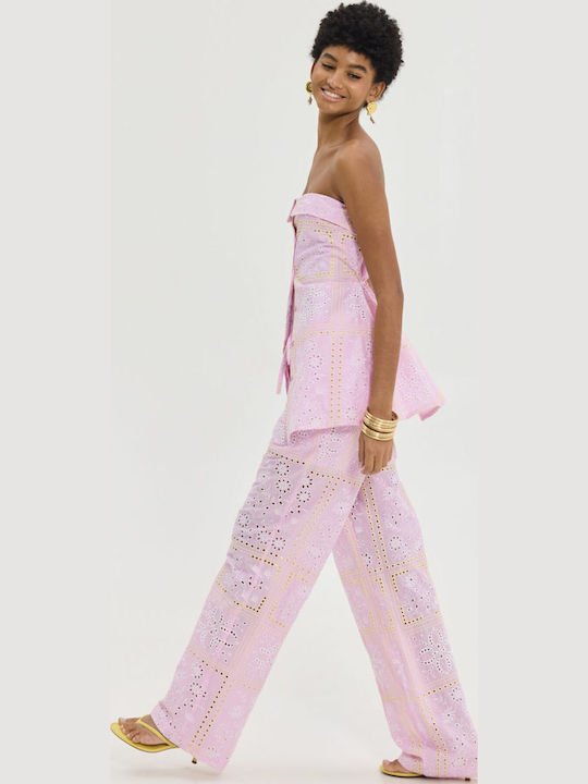 Women's Fabric Trousers Pink