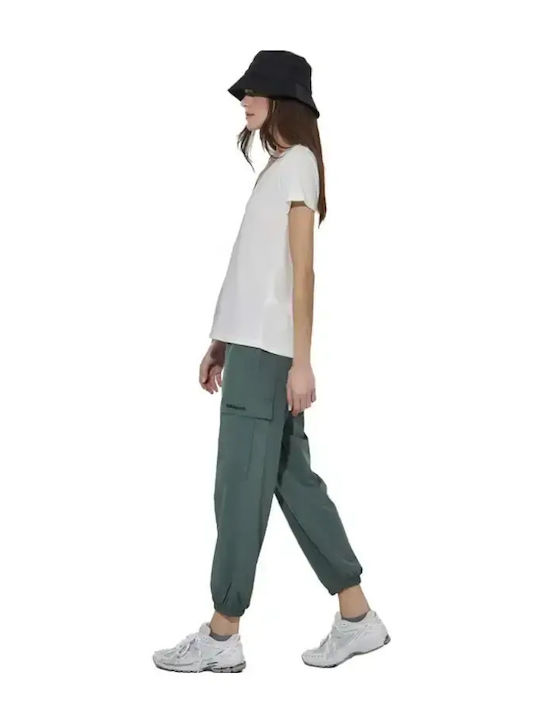 Pantaloni Cargo Din Țesătură Pentru Femei Cu Elastic Croială Lejeră Verzi