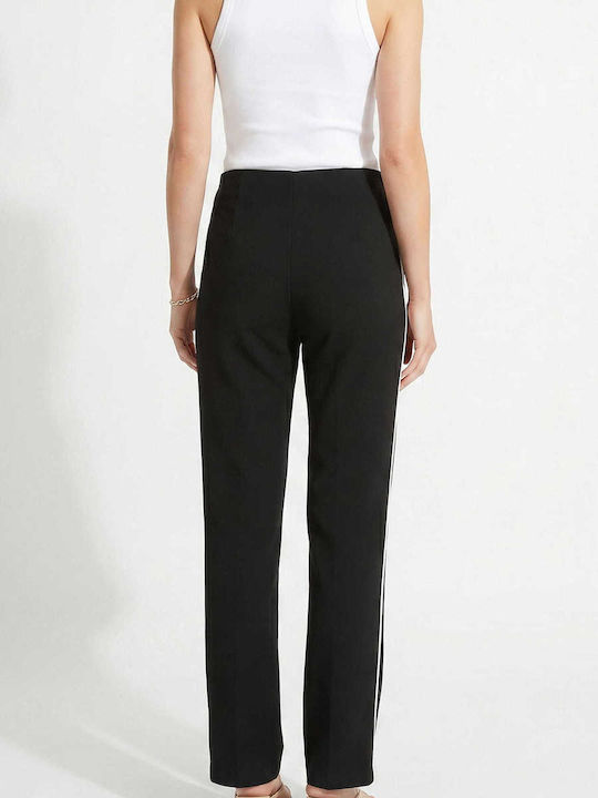 Damen Stoffhose Gestreift Schwarze T26106-MAUR