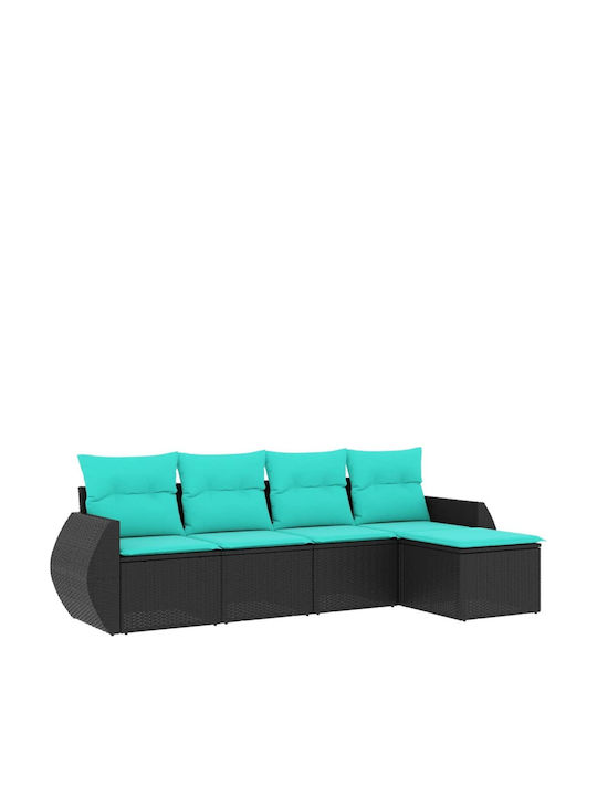 Canapea De Colț Pentru Exterior Din Rattan Cu Perne 55x62x69cm