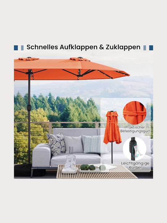 Professional Floor Parasol Metal Orange with Base and LED Lighting 4.05x4.05m NP13436DE-OR