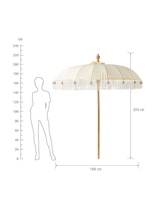 Umbrelă Rotundă Din Lemn Bej Φ1.8m