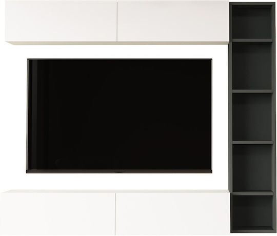 Bibliotecă Living Albă M169xL26xÎ144cm