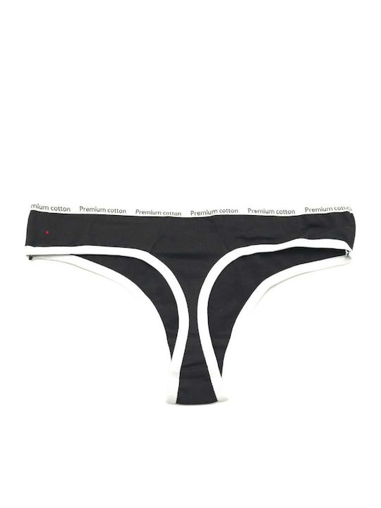 Εσώρουχο Βαμβακερό Γυναικείο String Μαύρο