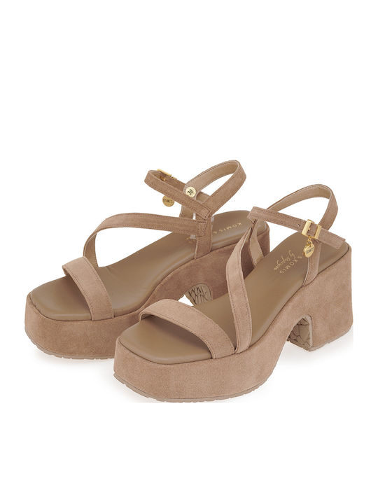 Damen Sandalen Mit Leder Beigen