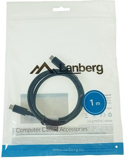Lanberg USB 3.2 Video Cable USB-C male - USB-C 100W PD Μαύρο 1m CA-CMCM-32CU-0010-BK