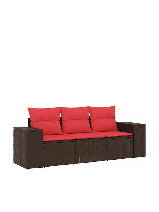 Three-Seater Outdoor Rattan Sofa with Cushions 55x62x69cm