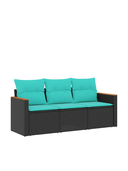 Three-Seater Outdoor Rattan Sofa With Cushions 55x62x69cm